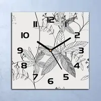 Coloray Wanduhr Echt-Glas-Küchenuhr Blumen Konturen Quarz Lautlos 30x30 Deko Bilder