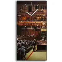 Coloray Wanduhr Bürouhr Leinwand Bild Geräuschlos 30x60 Dezentralisiertes Parlament - weiße Hände