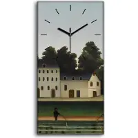 Coloray Leinwand Uhr Küche Wohnzimmer Bild 30x60 Gemälde Stadt Fischer Fluss Kunst - schwarze Hände