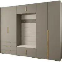 MEBLE KRYSPOL Inova 1 Möbelset Garderobe, 236,7x300x47cm - Kaschmir, Manila 02, Gold