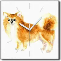 Coloray Uhr auf Leinwand 30x30 cm Wand Uhr Dekoration Wohnzimmer Segeltuch weiße Zeiger -Hundetiere