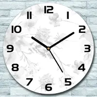 Coloray Wanduhr aus Glas Rund fi 30 Blumen weiß grau Quarz Deko Schlafzimmer Büro