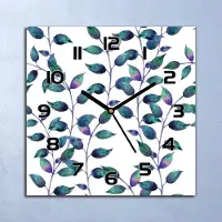 Coloray Wanduhr Echt-Glas-Küchenuhr Märchenblätter Quarz Lautlos 30x30 Deko Bilder