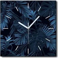 Coloray Uhr auf Leinwand 30x30 cm Wand Uhr Dekoration Wohnzimmer Segeltuch weiße Zeiger -Tropische Blätter