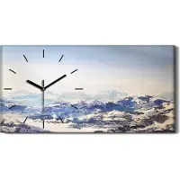 Coloray Wandbild Leinwand Bilder mit Uhr Geräuschlos 60x30 Malerei Berg Schnee Weiß - schwarze Hände