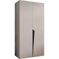MEBLE KRYSPOL Schrank 100x202x52 cm mit Kleiderstange, 2xTür, PIANO, Kaschmir, Griff Schwarz