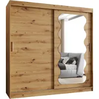 MEBLE KRYSPOL SPOTI 200 Kleiderschrank mit zwei Schiebetüren für Schlafzimmer – moderner Aufbewahrungsschrank mit Kleiderstange und Regalen – 200x200x62cm - Artisan