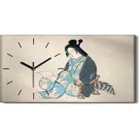 Coloray Küchenuhr Bürouhr Leinwand Uhr 60x30 Malerei Asiatischer Frauen Kimono Kunst - schwarze Hände
