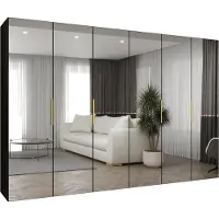 MEBLE KRYSPOL , Kleiderschrank, Schrank 300 cmx202x52, Schwarz, Gold
