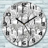 Coloray Wanduhr aus Glas Rund fi 30 Bäume Wald Natur Quarz Deko Schlafzimmer Büro