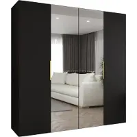 MEBLE KRYSPOL , Kleiderschrank, Schrank 200 cmx202x52, Schwarz, Gold