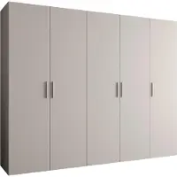 MEBLE KRYSPOL Schrank 250x202x52 cm mit Kleiderstange, 5xTür, BARI, Kaschmir, Griff Silber