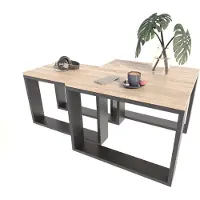Per la vita Couchtisch mit Loft, Beistelltisch Holztisch für Wohnzimmer, Sofatisch klein Holz, Wohnzimmertisch, Sonoma - Schwarz zwei Tiscch