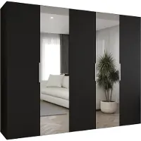 MEBLE KRYSPOL , Kleiderschrank, Schrank 250 cmx202x52, Schwarz, Kaschmir