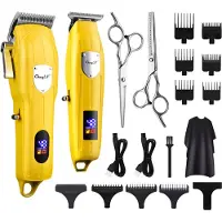 Ckeyin Haarschneidemaschine Profi Wasserdicht Haarschneider Herren Wiederaufladbar Haartrimmer Langhaarschneider Elektrisch Bartschneider SchnurlosGold