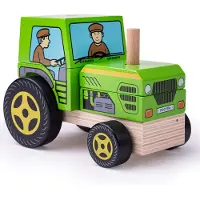 Bigjigs Holz Stapeltraktor Lernspielzeug Traktor