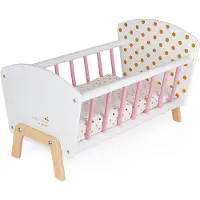 Janod Holz Puppenbett Candy Chic - rosa weiß gold - Babypuppen Zubehör