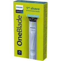 Philips Norelco OneBlade OneBlade 1st Shave QP1324/20 1st Shave, Folienschaber, Blau, Contour-following technology, Dual protection system, Replace every 4 months*; QP215, QP225, 0,33 Jahr(e), Akku