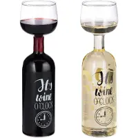 Relaxdays Weinflasche Glas, XL Weinglas mit Spruch, Fun Geschenk für Weinliebhaber, Weinflaschenglas 750 ml, transparent