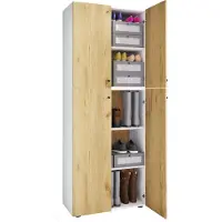 VCM Holz Kleiderschrank | Schrank mit 5 Fächern und Drehtüren | Maße ca. B. 70 x H. 184 x T. 40 cm – Lona
