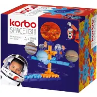 Korbo Konstruktionsspielzeug 131 Elemente: Baue gleichzeitig Rover, Raketen & ein Sonnensystem mit Zahnrad & 2 Roboterfiguren