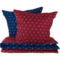 Schiesser Bettwäscheset Nahla | Grafikprint | Feinbiber | 2-teilig | 100% Baumwolle | Kuschelweich | YKK-Reißverschluss | 135x200 cm + 80x80 cm | Rost-Dunkelblau