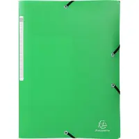 Exacompta 55813E 50x Sammelmappe mit 3 Klappen und Gummizug aus PP 500μ mit Etikett blickdicht, 24x32cm für DIN A4 - grün
