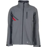 Planam Wetter- und Kälteschutz-Softshelljacke Highline 2382 schiefer/schwarz/rot, 4XL - grau/schwarz - 4XL