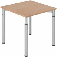 Hjh OFFICE PRO YAMA 8 S | 80x80 - 80 x 80 Nussbaum/Silber höhenverstellbar