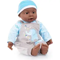 Bayer Design 94001AH Funktionspuppe, Babypuppe Interactive Boy, Junge, 12 Babylaute, 40cm, dunkelhäutig, mit Ringellocken, weicher Körper