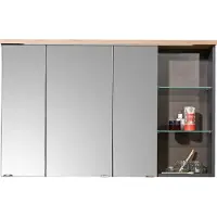 Die Möbelfundgrube Spiegelschrank grau - Eiche 110 cm Beleuchtung - MEMPHIS