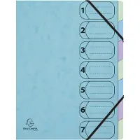 Exacompta 56560E 8x Ordnungsmappe A4 Harmonika, mit Gummizug, 7 Fächer, Aquarel - Farben sortiert