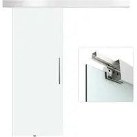 HOMCOM Glasschiebetür mit Griffstange Einseitig Satiniert