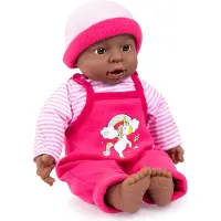Bayer 94001AI Funktionspuppe, Babypuppe Brooky Girl, Mädchen, 12 Babylaute, 40cm, dunkelhäutig, mit Ringellocken, weicher Körper