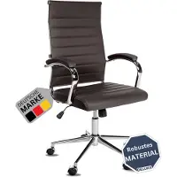 DELUKE Bürostuhl Ergonomisch MEGAO Schreibtischstuhl Echtleder | Höhenverstellbarer Drehstuhl, Arbeitsstuhl mit Armlehne | Chefsessel, Computerstuhl 135 kg | Coffee