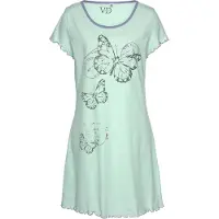 Vivance Nachthemd grün Gr. 48/50 für Damen. Rundhals und Druck. Bequem. Nachhaltig.