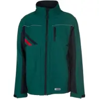 Planam Wetter- und Kälteschutz-Softshelljacke Highline 2385 grün/schwarz/rot, Größe 4XL - grau/rot - 4XL