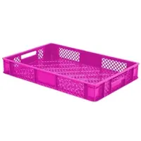 BRB-Lagertechnik BRB 156 Stück Eurobehälter durchbrochen/Bäckerkiste, LxBxH 600 x 400 x 90 mm, lebensmittelecht, pink, Palettenware