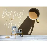A.S. Création Vliestapete "Spruch Beige Weiß Fototapete „But first, coffee“" matt glatt