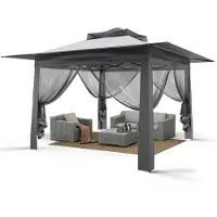 Puluomis Faltpavillon Gartenpavillon Pop Up 3,65 x 3,65m Pavillon Faltbar Pavillons & Partyzelte Wasserdicht Gartenzelt, UV-Schutz 50+