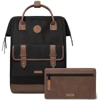 Cabaia Freizeitrucksack Rucksack mit Laptopfach Adventurer Waxed Baumwolle Backpack Trogir schwarz