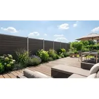 Meingartenversand.de WPC Zaunset Mellum 175 x 180 cm - Sichtschutzwand aus WPC, Anthrazit - WPC Sichtschutz, 13 Lamellen – Steckzaun für Garten mit Start- und Abschlussprofil