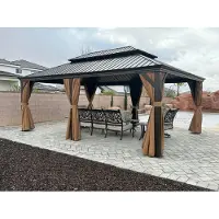 PURPLE LEAF Hardtop Pavillon 3.65x6m wasserdicht winterfest und stabil für den Garten,Bronze