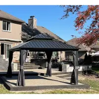 PURPLE LEAF Economy Hardtop Pavillon 3,65x4,25 m wasserdicht, winterfest und stabil, geeignet für den Garten, Grau