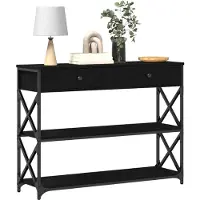 vidaXL Konsole Tisch mit Regal Schwarz Eichen-Optik 100 x 28 x 75 cm 863529