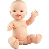 Paola Reina Babypuppe Gordi Mädchen lachend 34cm Vinyl Puppe