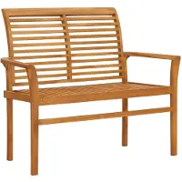 vidaXL Gartenbank mit Grüner Auflage 112 cm Massivholz Teak