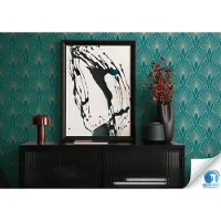 Living Walls Vliestapete "DesignDrop vorgeleimte Tapete Art Deco Design Blau Grün Gold" leicht glänzend strukturiert Vliestapete vorgekleistert grafisch für Schlafzimmer Wohnzimmer Küche