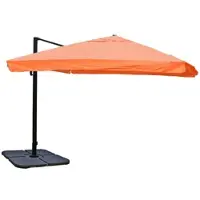 Mendler Ampelschirm HWC-A96, Gastronomie, 3x3m (Ø4,24m) Polyester Alu/Stahl 23kg Flap, terracotta mit Ständer, drehbar