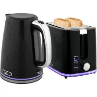 HOMCOM Wasserkocher Toaster Set Edelstahl 1,7L Wasserkocher 2 Scheiben Toaster